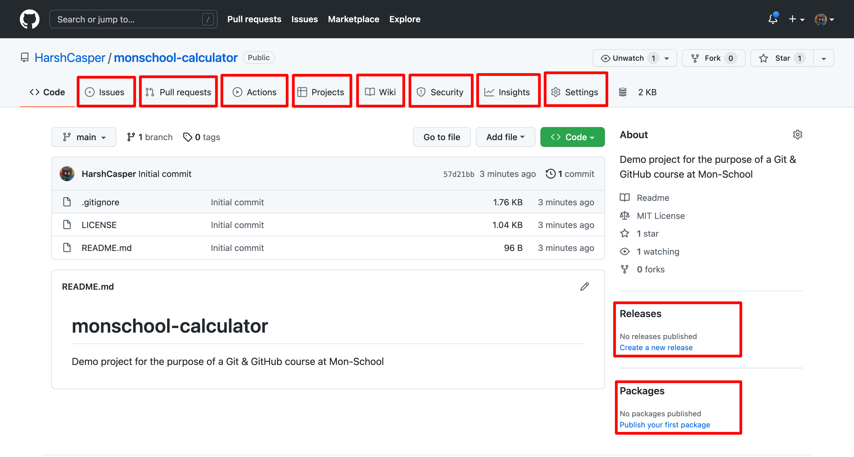 MonSchool Calculator Repository Aspects